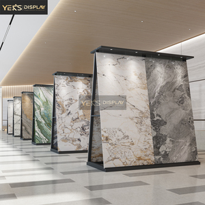 Présentoirs pliables portables double face Yeks personnalisés pour plaques de marbre et de roche, pour présentation verticale sur le sol en métal en showroom - Product Image 5