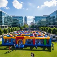 Labyrinthe gonflable géant 100x100ft Outdoor Fun City Custom Gonflable Amusement Park Large Commercial Playground Party Events
