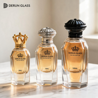 Flacon de parfum vide transparent à facettes de qualité supérieure avec couvercle argenté, boîte noire personnalisée de luxe, emballage de parfum de luxe