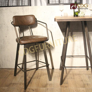 Sillón de cuero Pu con patas negras de Metal, <span class=keywords><strong>taburete</strong></span> de Bar tapizado, producto de descuento, diseño de estilo de lujo moderno, 75cm de hierro - Product Image 6