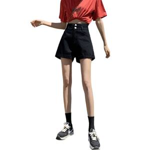 Shorts en jean taille haute streetwear pour <span class=keywords><strong>femme</strong></span>, nouvelle collection printemps/été, coupe droite amincissante, couleur unie, polyvalent et très tendance - Product Image 5