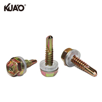 Vis autoperceuse à tête hexagonale en acier au carbone résistant à la corrosion avec rondelle incluse, pointe de perçage, 4,8*19MM, 12 pièces