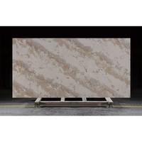 DCT OY8006 Panneaux décoratifs modernes pour salle à manger, dalle de quartz marron premium, veines de marbre marron rustique, durable, pour plateau de table d'hôtel et plan de toilette