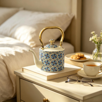 Carafe à café Dallah de style arabe en acier inoxydable émaillé de luxe, écologique, avec logo personnalisable pour les cadeaux du Ramadan et de l'Aïd, décoration d'intérieur