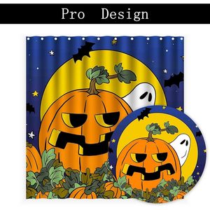 Décoration murale Halloween 3D moderne citrouille Patch rideau 12 crochets dessin animé lune nuit fantôme décorations pour la maison ensembles pour salle de bain - Product Image 2