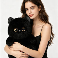 Grande peluche chat noir de 40 cm, poids 451 g, cadeau d'anniversaire, compagnon câlin, peluche chat noir douce