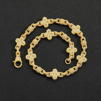 Chaîne de bracelet Hip Hop trèfle micro-zircon avec fermoir complet, accessoires tendance Hip Hop pour hommes