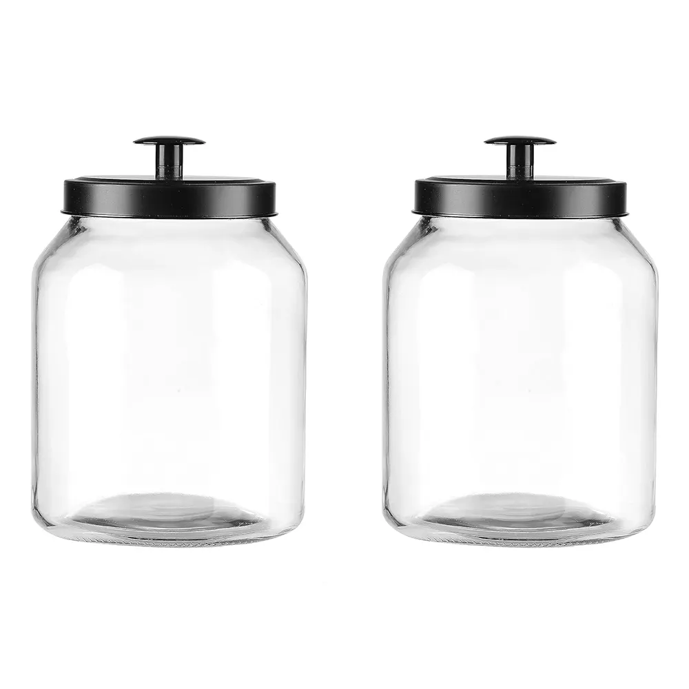 Rõ ràng Glass nhà bếp Canister Glass Cookie Jar lưu trữ thực phẩm container phòng tắm Jar với kim loại nắp kín