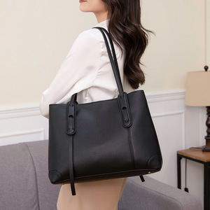 Bolso Tote de Cuero Genuino para Mujer, Clásico, Casual, de Gran Capacidad, con Dos Asas, Diseño Duradero con Patrón de Lichee - Product Image 2