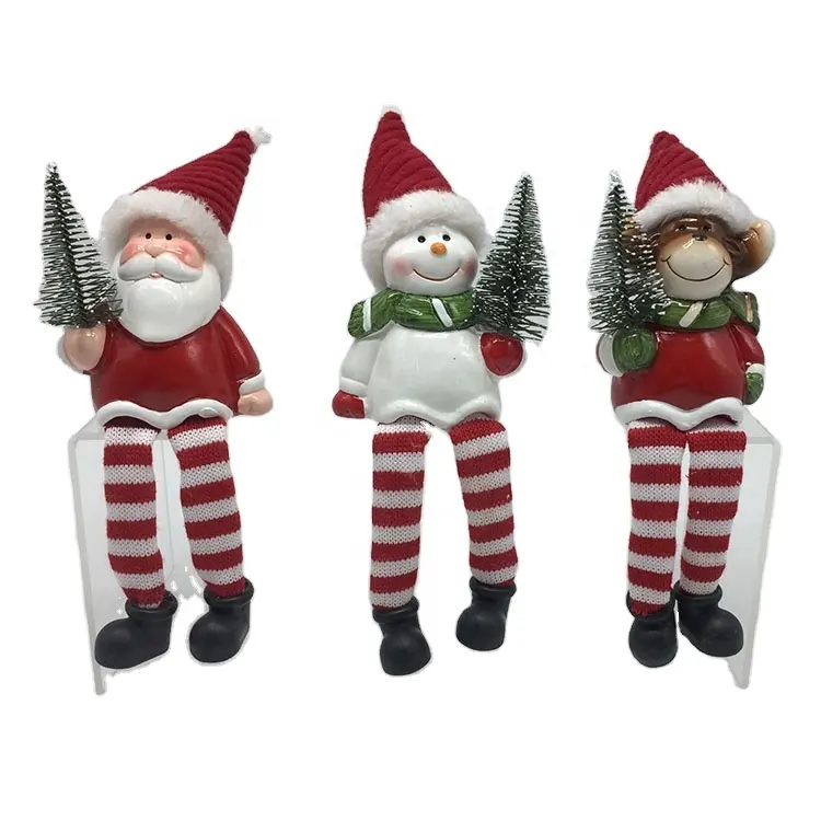 Nuevos regalos para niños, dolomita de cerámica, muñeco de nieve de Papá Noel, ciervo, muñeca con línea de algodón, pierna larga para decoración navideña personalizada