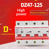 Disjoncteur d'air DZ47-125 Type D 4P pour usage domestique 125A 380V Protection Distribution secondaire