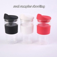 Gobelet à café en verre à double paroi résistant à la chaleur et au froid de 300 ml / 400 ml pour porte-gobelet de voiture avec couvercle en silicone sans BPA