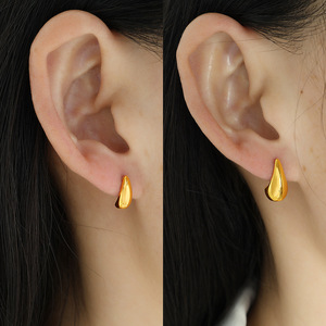 Teardrop <b>Stud</b> <b>Earrings</b> For Women Zinc Alloy Minimalist Design Fashion Jewelry - Product Image 3