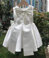 Robe de demoiselle d'honneur d'été pour enfants de 2 à 12 ans, avec nœud, en polyester uni, formelle, sans manches, respirante, grande taille, longueur genou, coupe trapèze