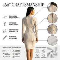 Robe midi en laine rayée sexy personnalisée 2026 pour femme avec manches longues ornées pour soirée club automne et mode