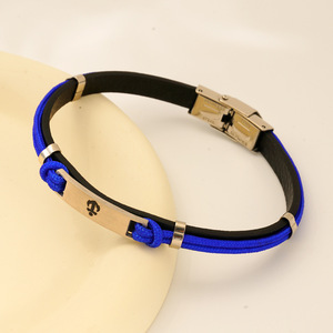 Zogxin Anchor Titanium Steel Leather Braided Bracelet Unisex Fashion Jewelry Blue Black Colorfast Design - Product Image 4