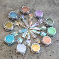 Ensemble de poudres pigmentées pour ongles de qualité cosmétique - Pigment Aurora Fairy, Pigment Candy Aurora et Pigment Chrome Néon pour vernis à ongles caméléon