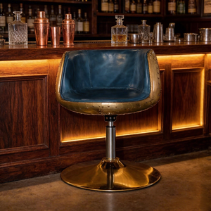 <span class=keywords><strong>Chaise</strong></span> <span class=keywords><strong>de</strong></span> <span class=keywords><strong>bar</strong></span> industrielle rétro <span class=keywords><strong>de</strong></span> luxe style aviateur avec revêtement en cuir véritable, décoration en cuivre, rivets, base pivotante en métal pour <span class=keywords><strong>bar</strong></span>, tabouret <span class=keywords><strong>de</strong></span> club - Product Image 2