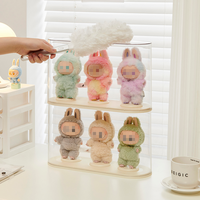 Boîte de présentation transparente tout-en-un pour poupées en peluche Labubu, organisateur de rangement anti-poussière pour figurines avec crochet