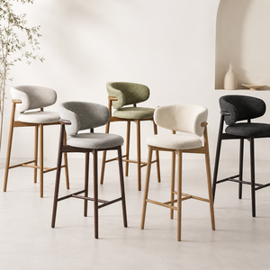 Taburete <span class=keywords><strong>de</strong></span> <span class=keywords><strong>Barra</strong></span> para Isla <span class=keywords><strong>de</strong></span> Cocina, Estilo Nórdico Moderno <span class=keywords><strong>de</strong></span> Mediados <span class=keywords><strong>de</strong></span> Siglo, <span class=keywords><strong>con</strong></span> Estructura <span class=keywords><strong>de</strong></span> Madera Sólida y Tapicería <span class=keywords><strong>de</strong></span> Tela, Altura <span class=keywords><strong>de</strong></span> <span class=keywords><strong>Barra</strong></span>, Venta al Por Mayor - Product Image 2