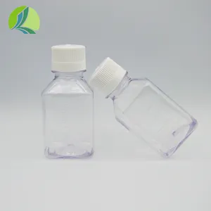 Wholesales Square 250ml PET PETG Plastic Cell Culture Laboratory Media Serum Bottle Reagent Radiation Sterilization