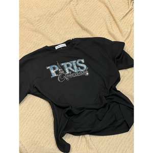 T-shirt Fiori Paris à imprimé pailleté pour femme, jersey 100% coton respirant, manches régulières - Product Image 1