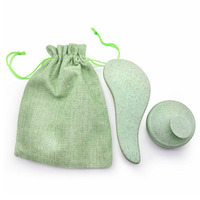 Kit de voyage 3-en-1 écologique en paille de blé : Brosse démêlante pour cheveux (utilisation humide et sèche), Masseur de cuir chevelu et Brosse à shampoing, Peigne à dents larges