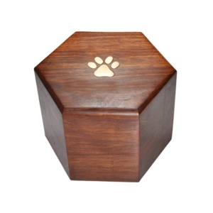 Plain Wood Cremation Funeral Pet Urn Paw Inlay Design <b>Keepsake</b> Pet <b>Ashes</b> Urn Wooden Cremation Urns Wholesale - Product Image 1