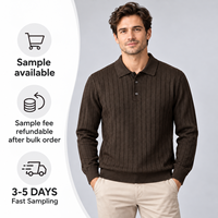 Pull en maille côtelée verticale pour homme FNJIA, col rabattu, manches longues, pull décontracté en maille pour un usage quotidien et professionnel