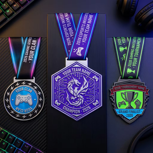 Medalla de Esports de Aleación de Zinc Personalizada, Premio de Juego con Relieve 3D, Color Personalizado Pintado, Forma de Escudo Hexagonal, Campeón Gran Premio - Product Image 1