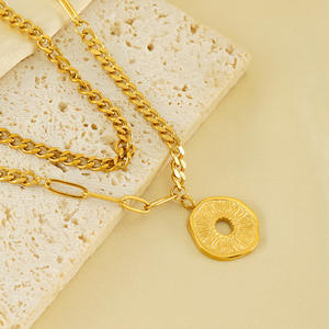 Kadın moda takı altın kaplama kolye çok katmanlı kolye altı köşeli yıldız kişilik kolye hediye için - Product Image 4