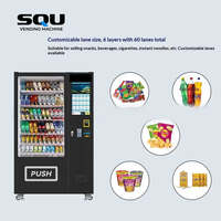 Distributeur automatique de boissons et de snacks noir sur mesure, refroidissement par air, gestion cloud directe