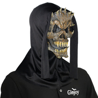 Capuche Monstre Multi-Cornes Horreur, Tête de Fantôme en Caoutchouc Souple, Accessoire Effrayant pour Costume d'Halloween Personnalisable