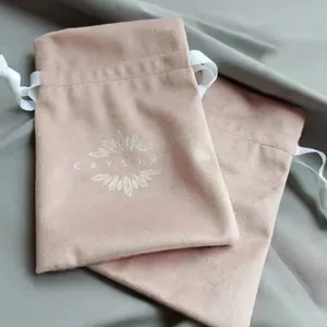 Luxury Super Soft Blue Velvet Pouch For Jewelry Customized Drawstring Velvet Dust Gift Packaging Bag