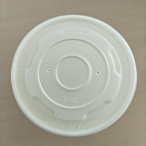 Couvercles en <span class=keywords><strong>plastique</strong></span> PLA durables et écologiques anti-effraction de 90 mm pour gobelets à soupe en papier de 8 oz, jetables, faciles à ouvrir, compostables, Xiamen - Product Image 4