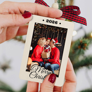 Cadre d'ornement de <span class=keywords><strong>Noël</strong></span> en bois personnalisé vintage, souvenir suspendu unique pour couples, mamans, papas, nouveau-nés, filles et garçons - Product Image 2