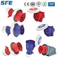 Conector Industrial Impermeable SFE SFN-2342 IP67 63A 380-415V 6H 3P+E de 4 Pines, 3 Fases, con 4 Salidas