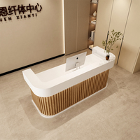 Comptoir de réception moderne de luxe en arc lumineux pour salon de beauté, caisse de magasin de vêtements, petite entreprise, bar, en bois