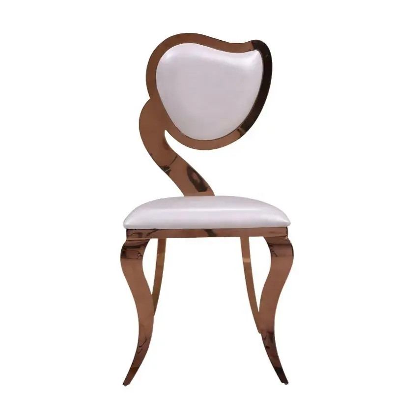 Special Design Fancy Beautiful Heart Shaped Stackable Stainless Steel Home Furniture Dining Chairs