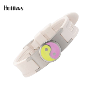 Bracelet unisexe géométrique en silicone plaqué argent Power Disc, vente en gros de Hottime - Product Image 4