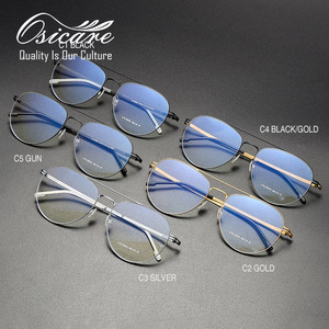 Occhiali da vista da uomo <span class=keywords><strong>di</strong></span> alta qualità con doppio ponte in lega, montatura ottica <span class=keywords><strong>di</strong></span> marca senza viti - Product Image 5