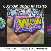Prix de gros personnalisé paillettes rouges broderie à la main Badges perlé fleur Patch feutre matériel pour robe dentelle vêtements à la main