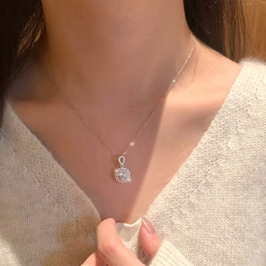 Collier pendentif simple en pierre naturelle double fleur avec halo, en argent sterling 925, pierres précieuses colorées, bijoux quotidiens pour femmes - Product Image 5