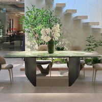 Ensemble de table à manger en marbre naturel de luxe italien de haute qualité, personnalisable, vert Baidafei