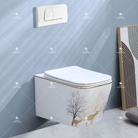 WC mural en céramique moderne avec siège à fermeture douce, réservoir encastré, design gain de place pour salle de bain de luxe