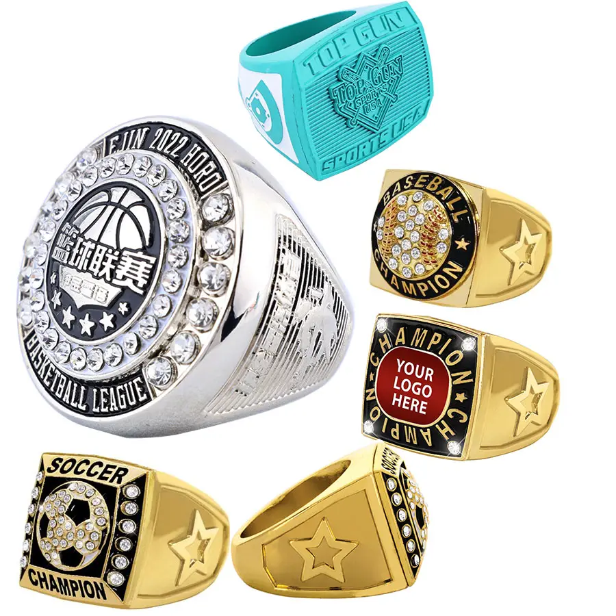 Manufacturer Design Custom Basketball Baseball Football Softball Hockey Sports Award Logo Championship Rings