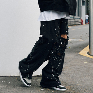 Bán Buôn Tùy Chỉnh Cậu Bé Thời Trang Phố Màu Đen Chuông Đáy Của Người Đàn Ông Thể Thao Quần Quần Cổ Điển Đau Khổ Pantd - Product Image 2