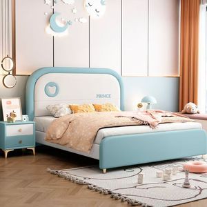 <span class=keywords><strong>Lit</strong></span> d'enfant rembourré rose et bleu <span class=keywords><strong>ciel</strong></span>, mobilier enfantin design populaire avec rangement - Product Image 3