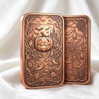 Vente en gros de lingots promotionnels en cuivre massif pressé hydrauliquement, sur mesure, à relief profond, thème citrouille d'Halloween, souvenir