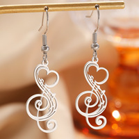 Boucles d'oreilles pendantes personnalisées en acier inoxydable, motif note de musique, créatives et tendance, idéales pour les festivals de musique